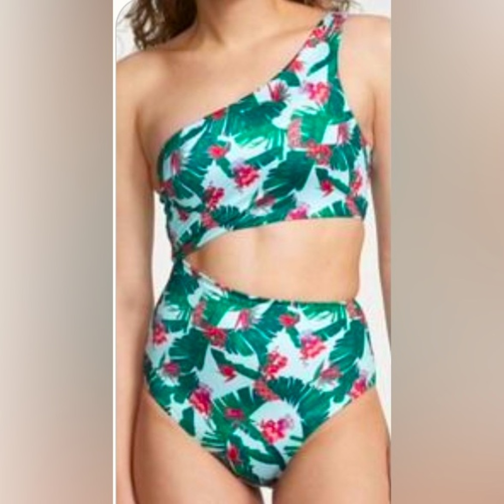 ❤️NWT Victoria’s Secret Blue Palm Monokini Floral Palms Removable Padding